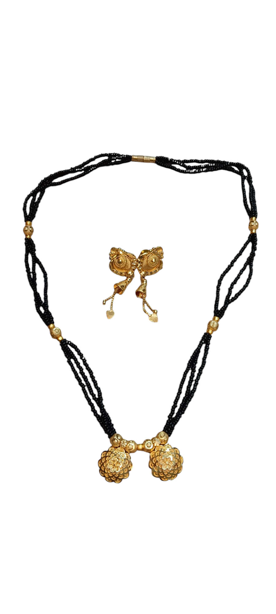 Nari Nakhre Gold-Plated Designer Mangalsutra with Matching Earrings Set