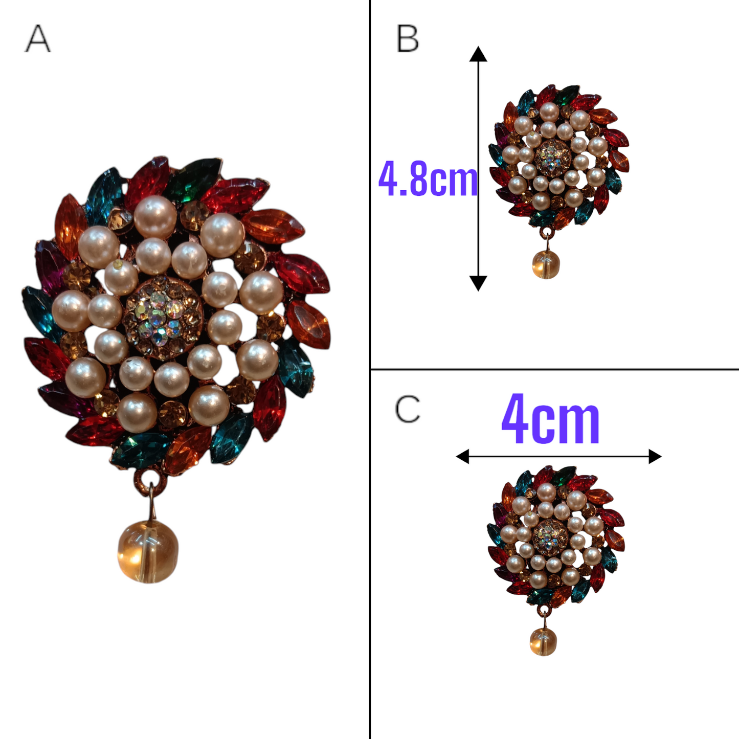 Nari Nakhre Multicolored Brooch with Pearls - Elegant Design for Formal and Casual Occasions