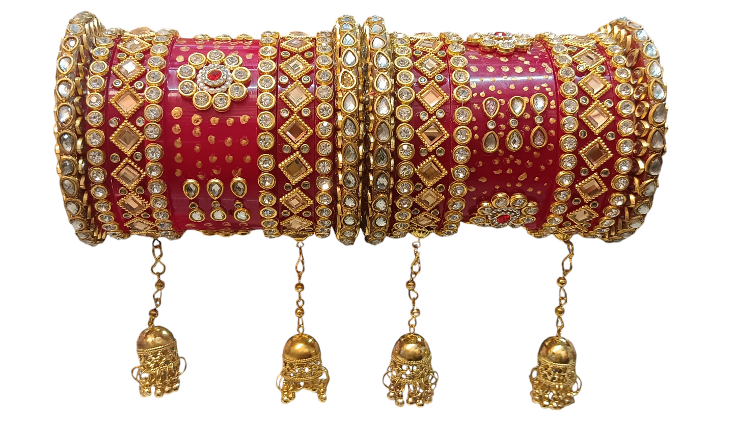 Nari Nakhre Red & Gold Bridal Chuda Set - Traditional Wedding Bangles
