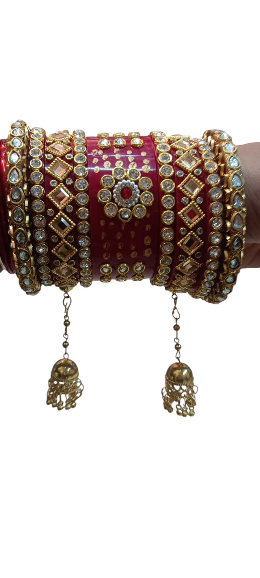 Nari Nakhre Red & Gold Bridal Chuda Set - Traditional Wedding Bangles