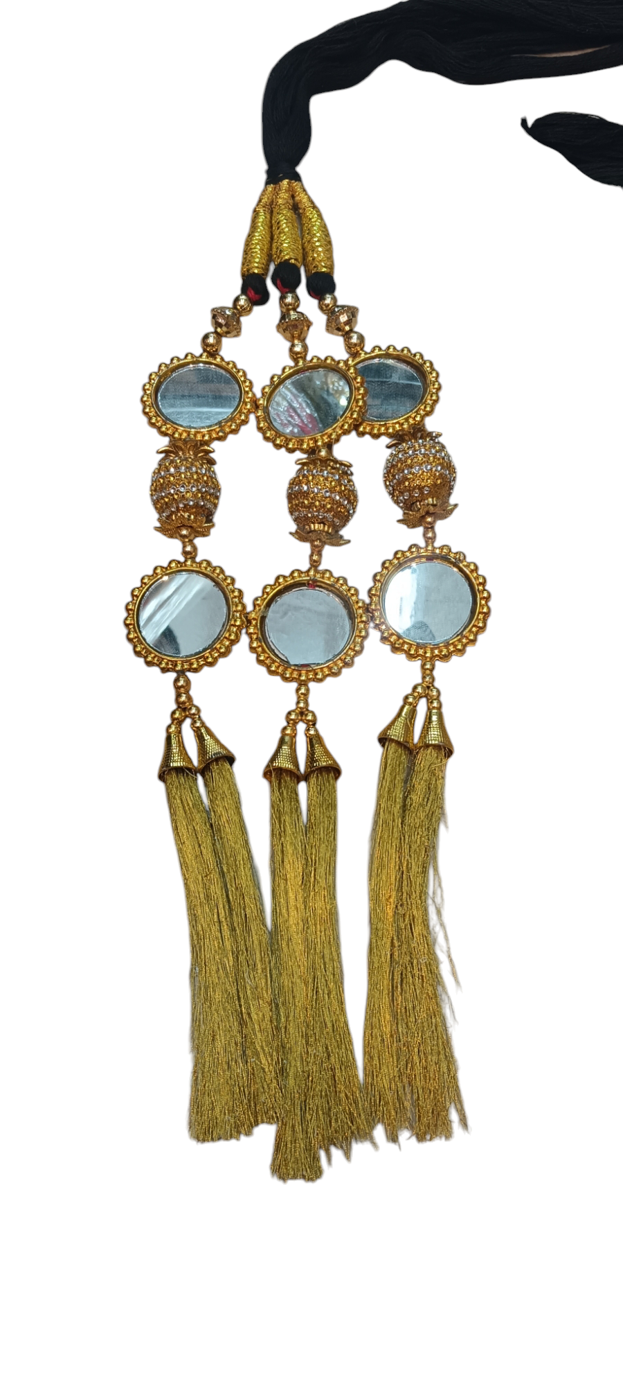 Nari Nakhre Gold Paranda with Mirror Embellishments and Long Tassels