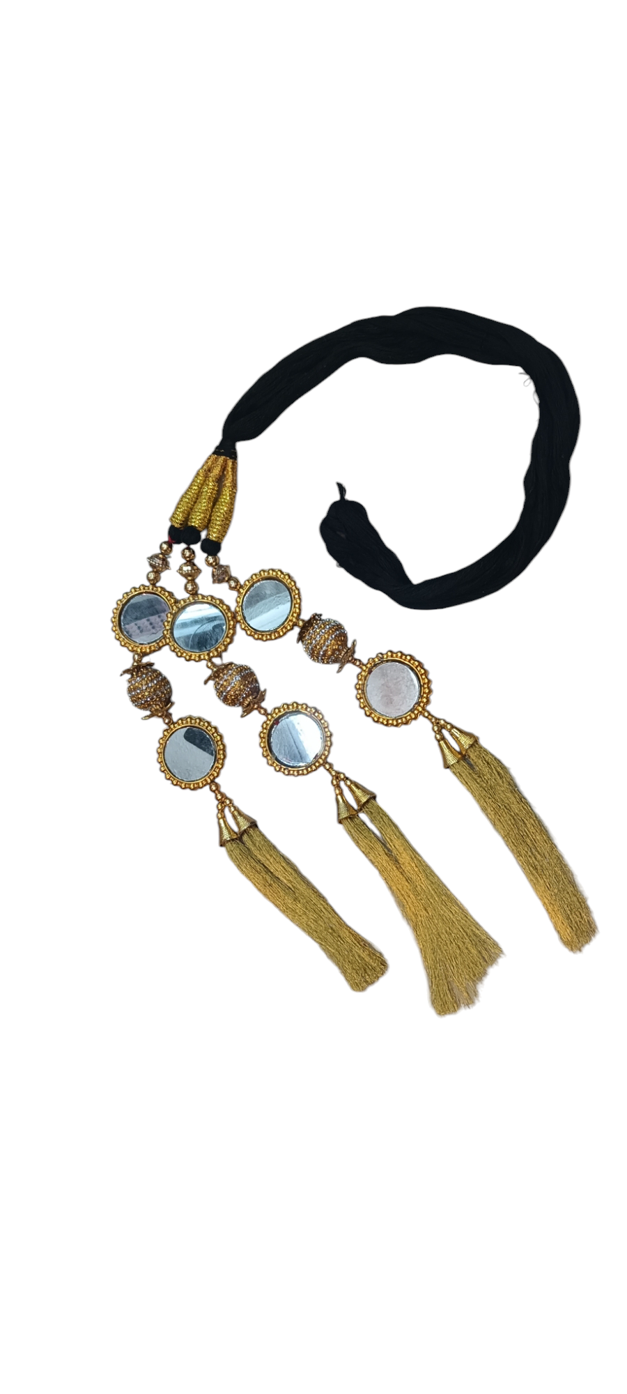Nari Nakhre Gold Paranda with Mirror Embellishments and Long Tassels