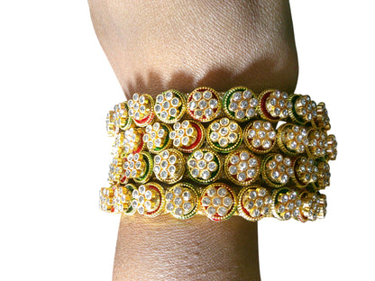 Nari Nakhre Elegant Stone-Studded Kada Bangles Set for Women (Set of 4)