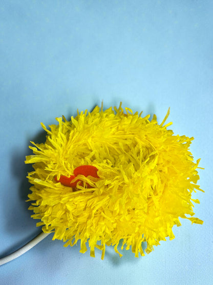 Nari Nakhre Traditional Indian Style Hair Accessory: Black Bun with Yellow Flower Gajra
