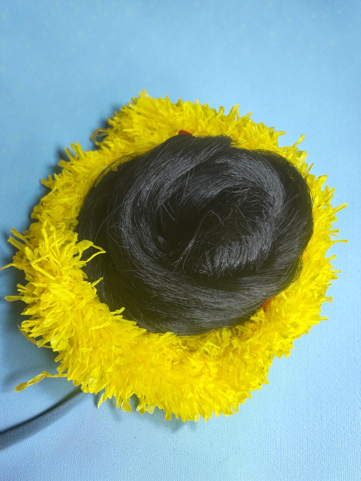 Nari Nakhre Traditional Indian Style Hair Accessory: Black Bun with Yellow Flower Gajra