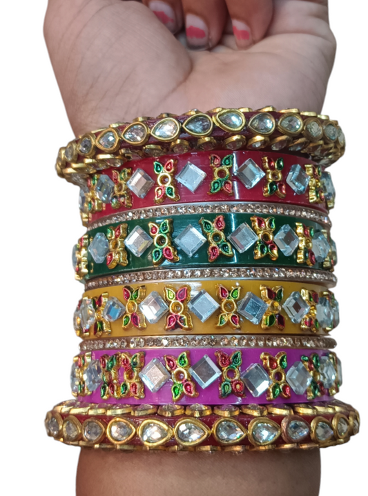Nari Nakhre Multi-Color Bridal Chuda Set - Floral Wedding Bangles