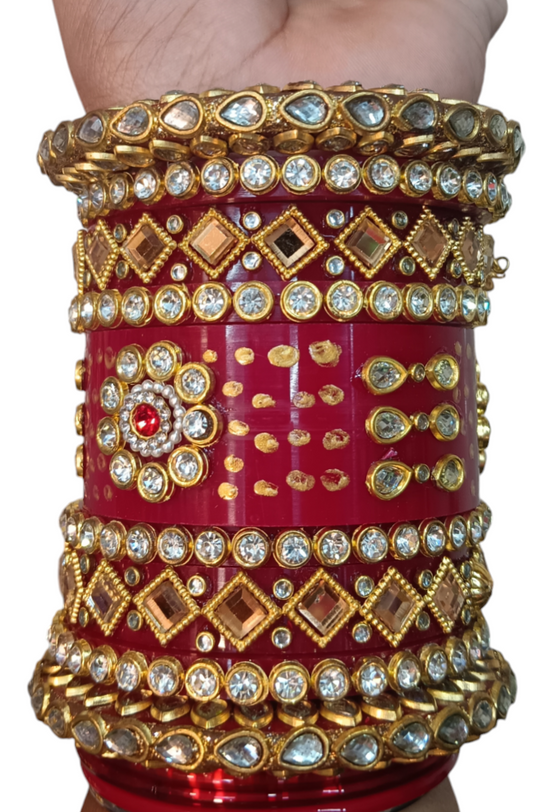 Nari Nakhre Red & Gold Bridal Chuda Set - Traditional Wedding Bangles