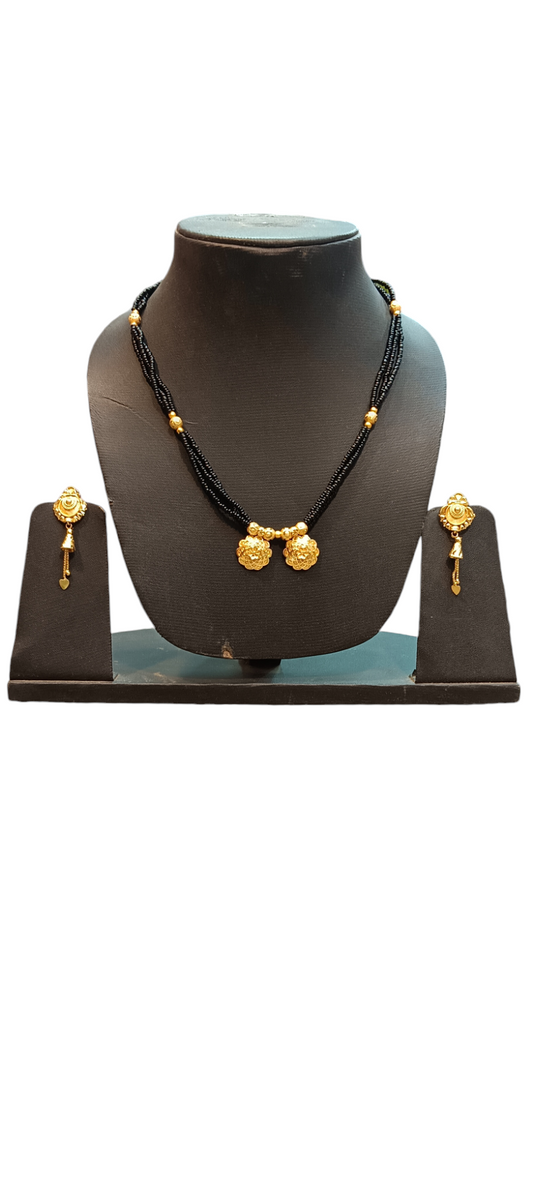 Nari Nakhre Gold-Plated Designer Mangalsutra with Matching Earrings Set