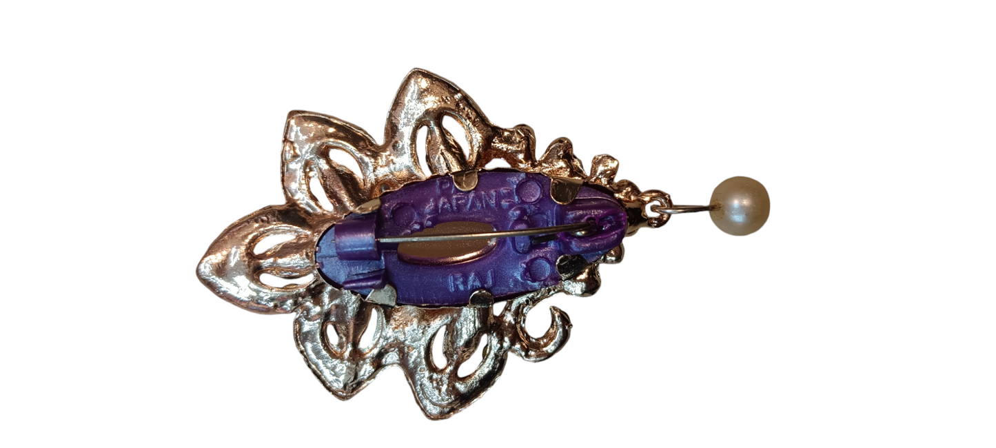 Nari Nakhre Golden Brooch with Pearl Drop - Elegant and Sophisticated Design