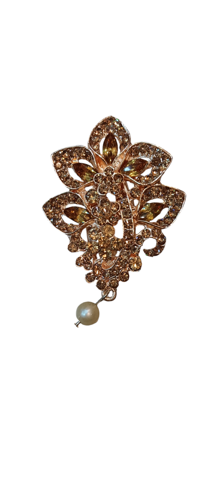 Nari Nakhre Golden Brooch with Pearl Drop - Elegant and Sophisticated Design