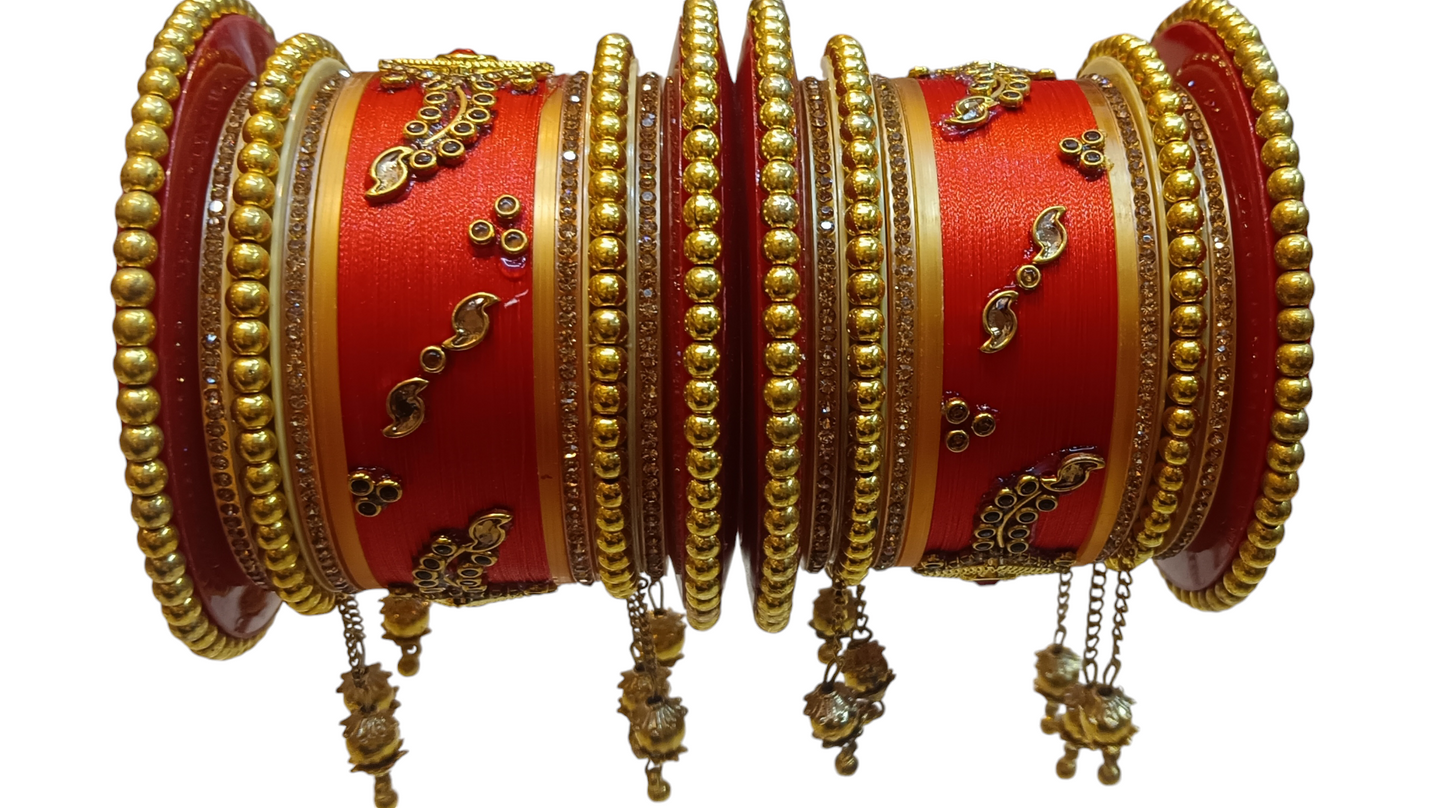 Nari Nakhre Bridal Chuda/ Bangles with Hanging Charms - Traditional Wedding Bangles