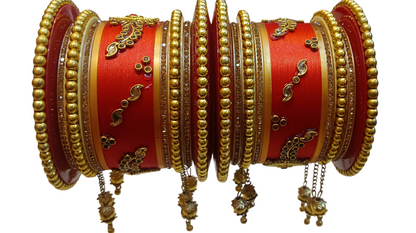 Nari Nakhre Bridal Chuda/ Bangles with Hanging Charms - Traditional Wedding Bangles
