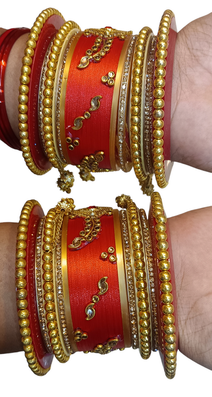 Nari Nakhre Bridal Chuda/ Bangles with Hanging Charms - Traditional Wedding Bangles