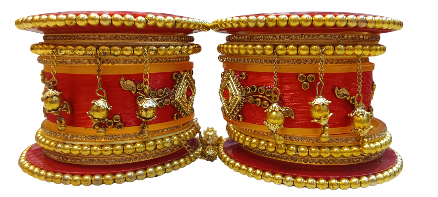 Nari Nakhre Bridal Chuda/ Bangles with Hanging Charms - Traditional Wedding Bangles