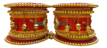 Nari Nakhre Bridal Chuda/ Bangles with Hanging Charms - Traditional Wedding Bangles