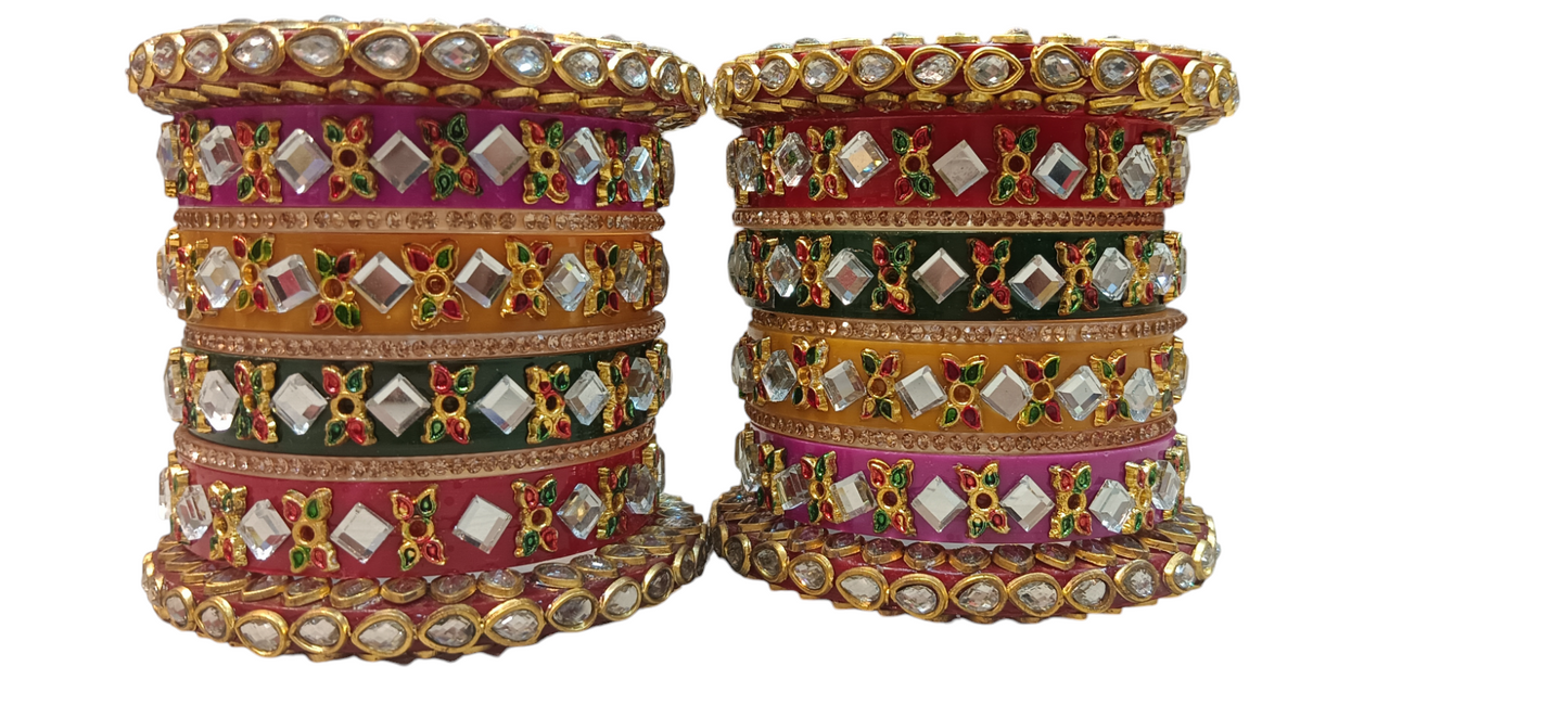 Nari Nakhre Multi-Color Bridal Chuda Set - Floral Wedding Bangles