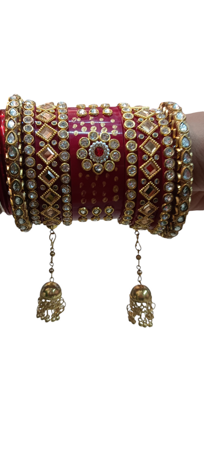Nari Nakhre Red & Gold Bridal Chuda Set - Traditional Wedding Bangles