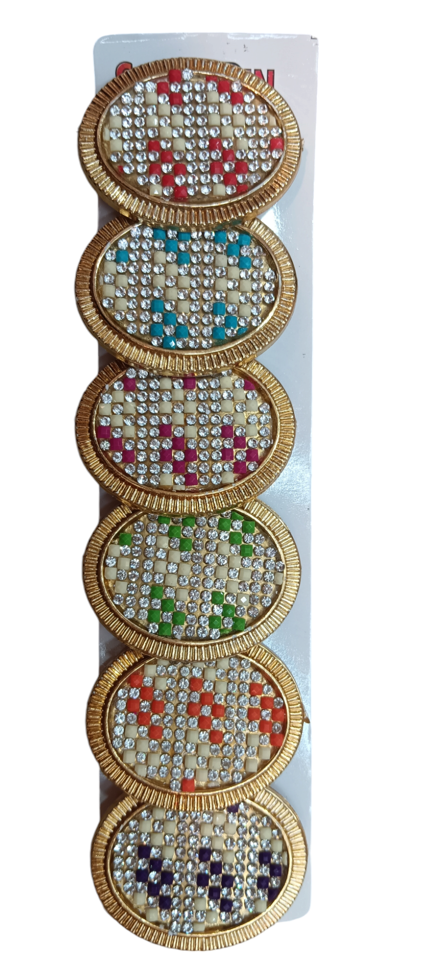 Nari Nakhre Stone Studded Oval Designer Saree Pin/Brooch Set (Pack of 6)