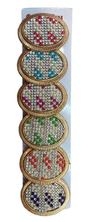 Nari Nakhre Stone Studded Oval Designer Saree Pin/Brooch Set (Pack of 6)