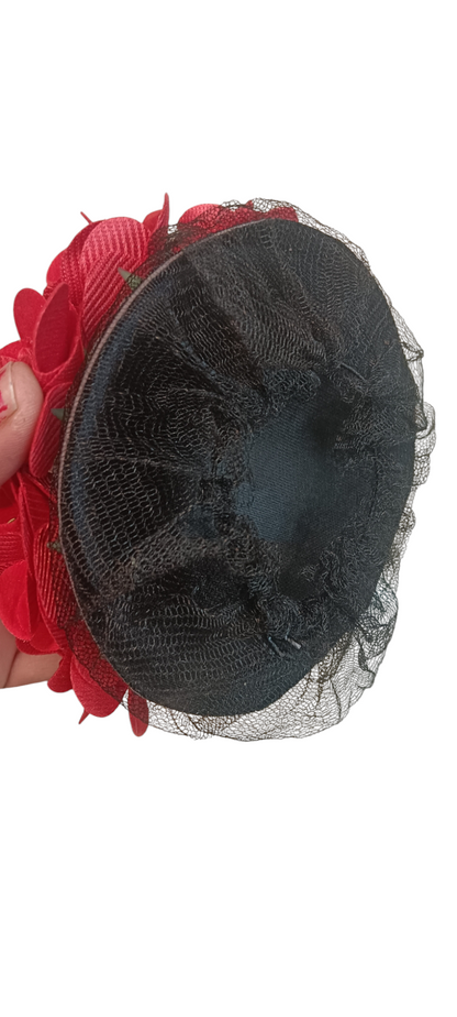 Nari Nakhre Red and Yellow Floral Hair Bun/Juda Bun for Traditional Look