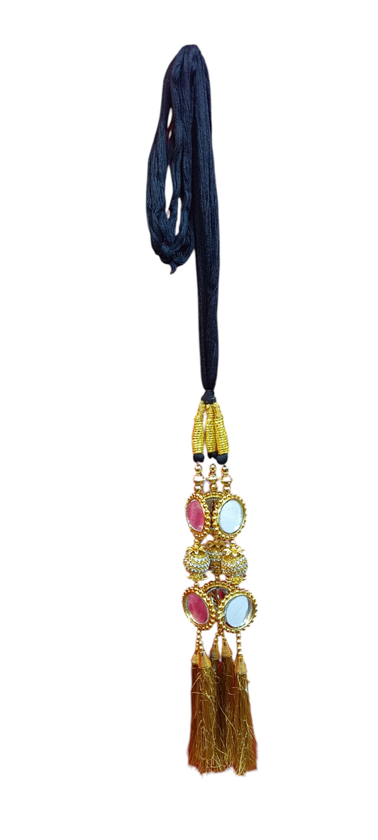 Nari Nakhre Gold Paranda with Mirror Embellishments and Long Tassels